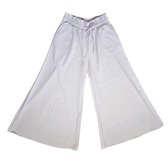 Wide-Leg Cream Pants - Picture 1 of 4